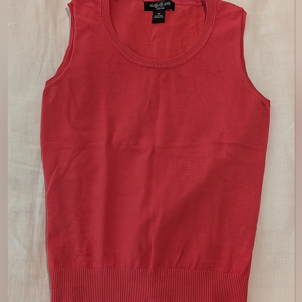 August Silk Coral Sleeveless Sweater